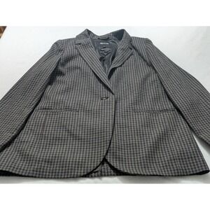 Madewell The Larsen Blazer Brown Plaid Grammar Micro Check Sx XL Academia Tunic